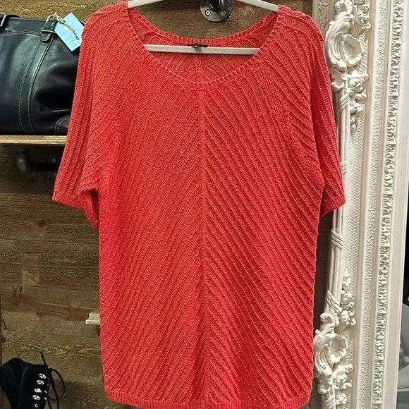 TALBOTS Sparkle Knit chevron short sleeve sweater Size XL - Picture 2 of 6